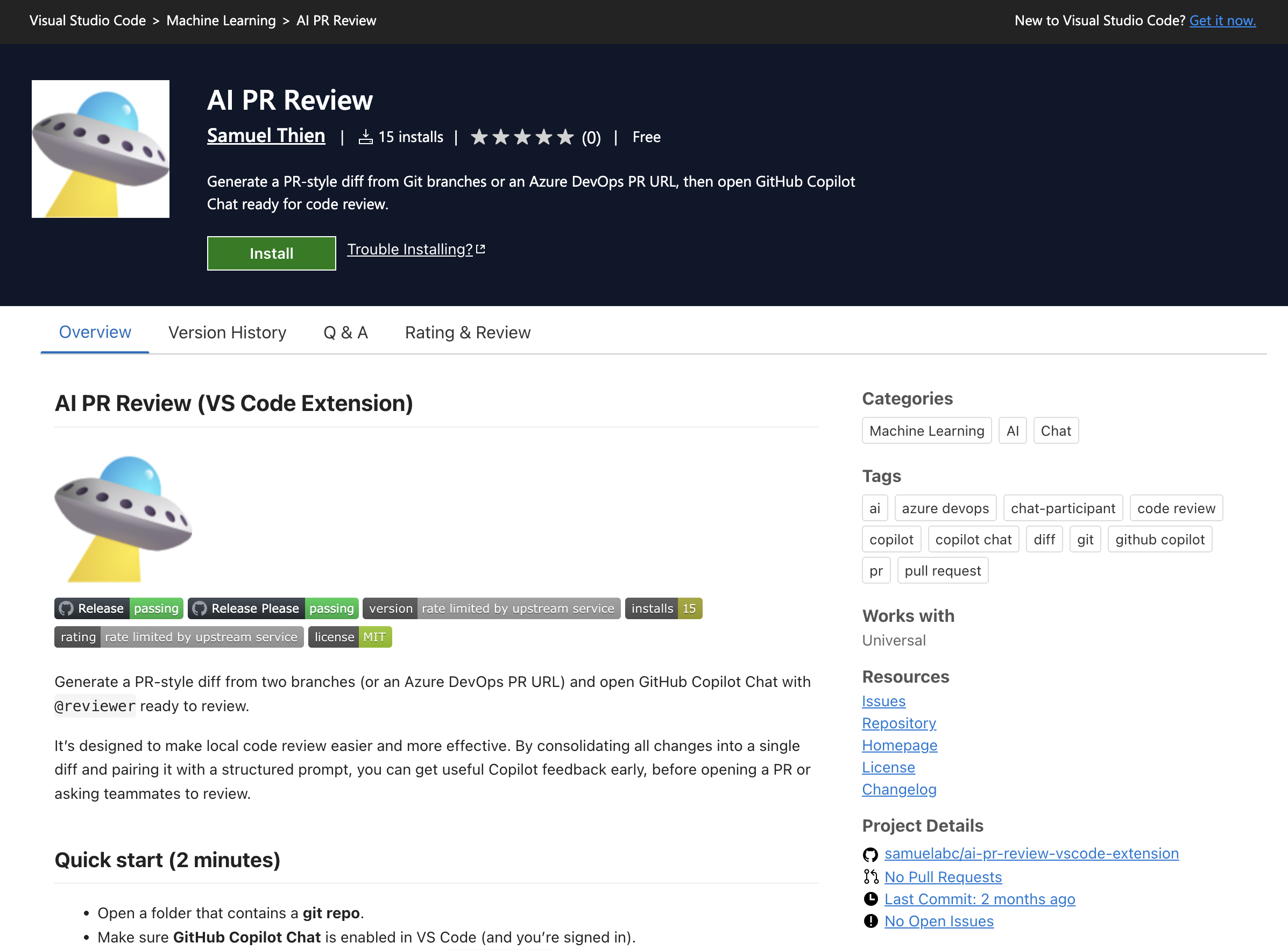 AI PR Review screenshot